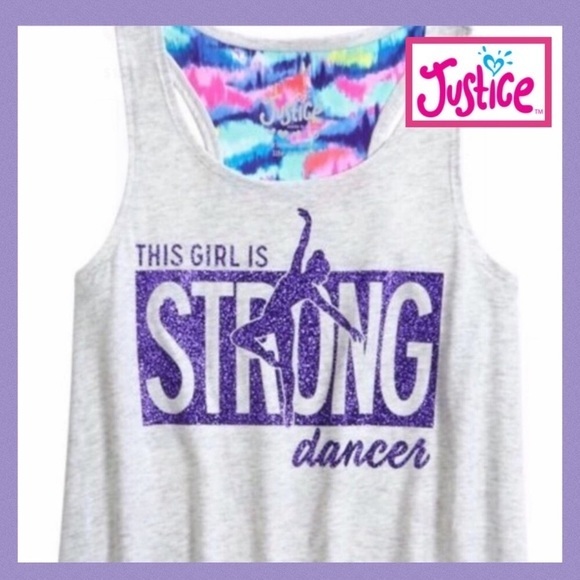 JUSTICE Girl’s Dance Racerback Tank Top - Picture 1 of 7